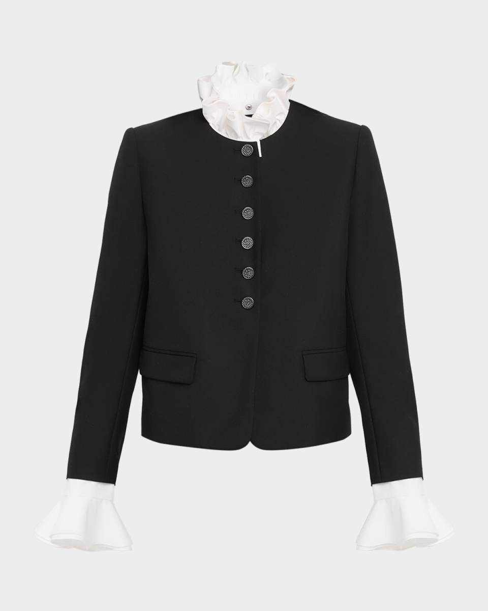 Marcello Boxy Ruffle-Trim Jacket